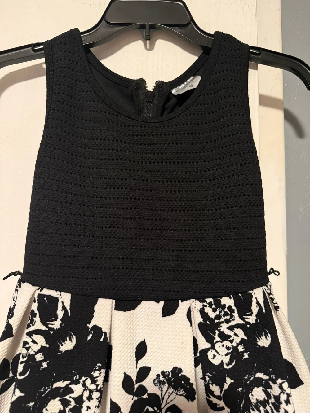Beautees Black & White Floral Fit-and-Flare Dress